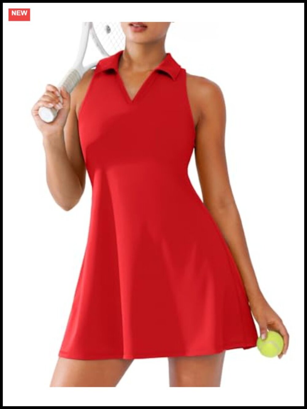 Women's Golf Tennis Athletic Dress with Built-in Bra Separate Shorts Racerback